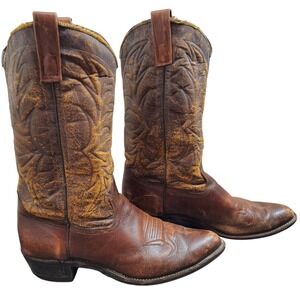 Texas Western Boots Brown Distressed Leather Cowboy Boot Men's Size 12 D